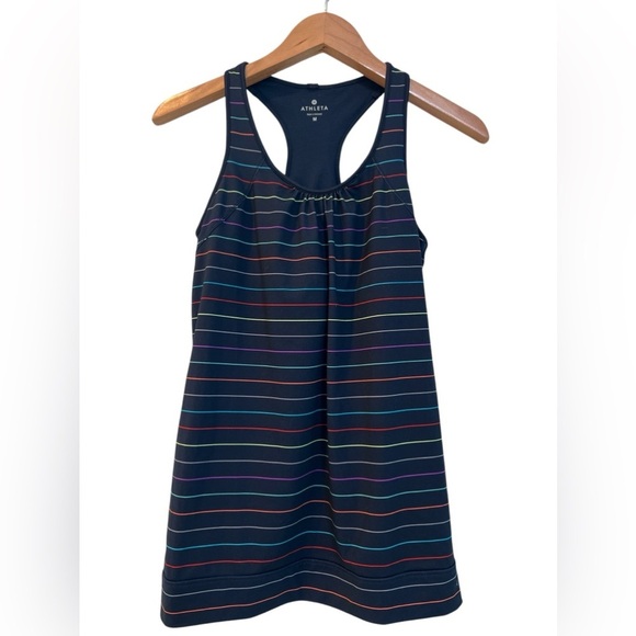 ATHLETA Blue Multistripe Tinker Athletic Bra Racerback Tank Top Shirt - Picture 8 of 8